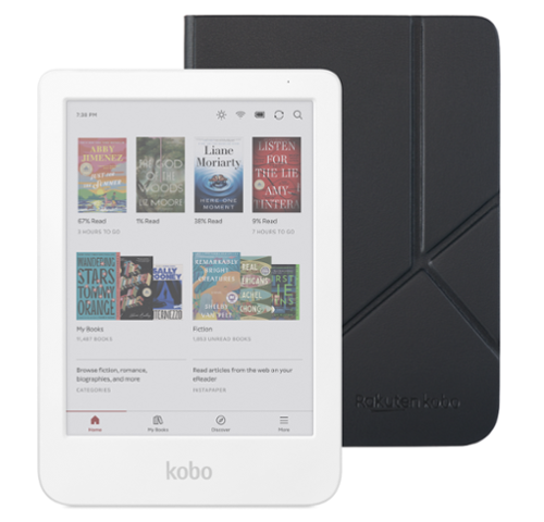 Kobo - Clara Colour eReader (White) with Bundle - 2025 - Black SleepCover-Front_Standard 