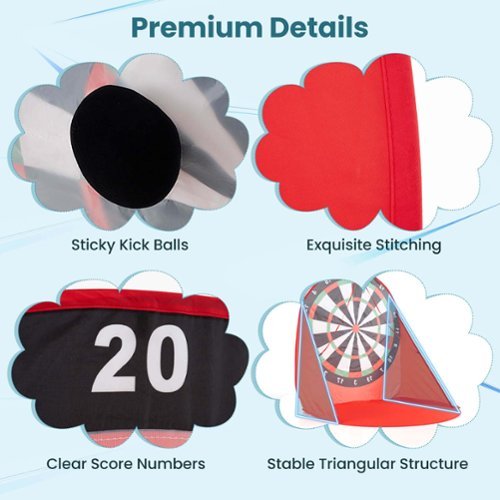 Costway Large Dart Board for Kids with 4 Kick Balls, Carrying Bag Giant Outdoor Kick Red - Red HOW TO BUY