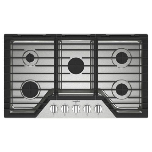 Whirlpool - 36" Built-In Gas Cooktop with 5 Burners and EZ-2-Lift Hinged Cast-Iron Grates - Stainless Steel