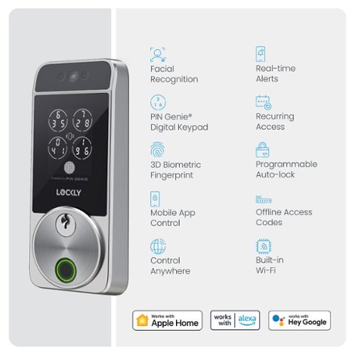 Lockly Visage Smart Lock Wi-Fi Deadbolt Facial/Keyway/Fingerprint - Satin Nickel BUY IN MIDDLE EAST