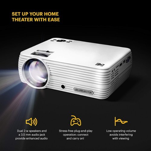 Kodak FLIK X7 Home Projector, 720p Portable Small Home Theater System w/1080p Compatibility & Bright Lumen LED Lamp - White GLOBAL SHIPPING