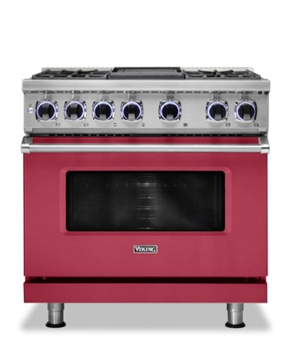 Viking - 36"W./24"D. Dual Fuel Sealed Burner Range-4 Burners/Griddle - Valentine-Front_Standard 