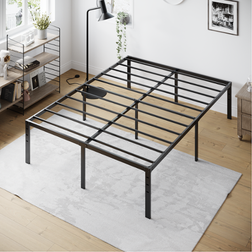 Winado - 18 Inch Twin Full Queen King Metal Bed Frame Metal Platform Heavy Duty Metal Platform, No Box Spring Needed - Black-Front_Standard 
