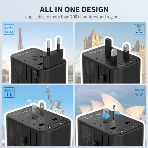 Epicka GaN 70W Universal Travel Adapter with 3 USB-C PD Fast Charging & 2 USB-A (TA-105 Pro, Black) - Black HOW TO BUY