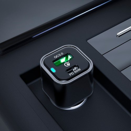 Rexing 78W Vehicle Quick Charger with 1 USB-C & 1 USB Port Compatible with iPhone and Samsung Note - Black BUY IN SINGAPORE