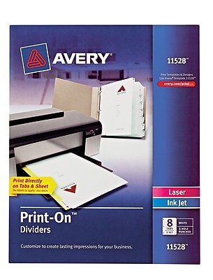 Avery - Print-On Paper Dividers, 8 Tabs - White - image 2