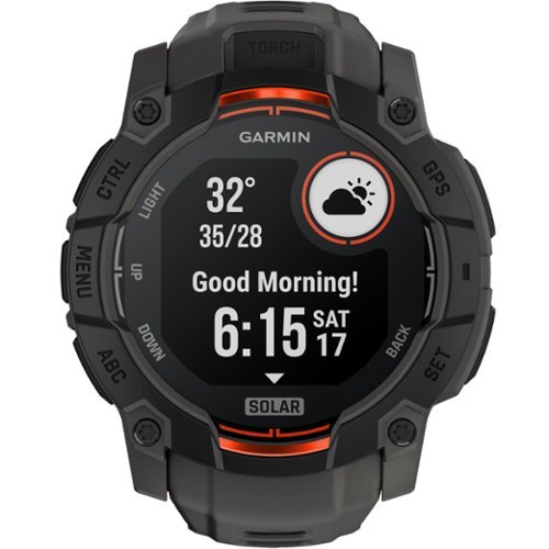 Garmin Instinct 3 Solar GPS Smartwatch 50 mm Fiber-reinforced Polymer - Black with Charcoal Band WHERE TO BUY