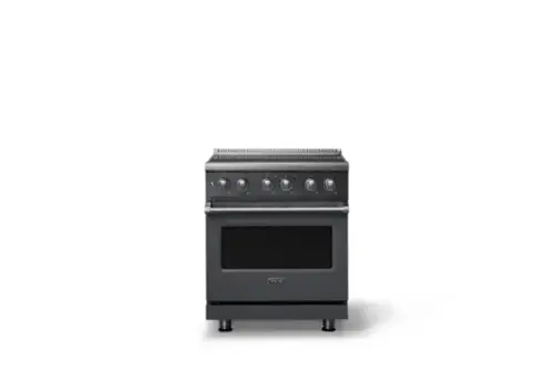 Front. Viking - 30 in. Wide 4 Elements Pro 5 Series 4.7 Cu. Ft. Freestanding Induction Convection Range - Cast Black - Cast Black.