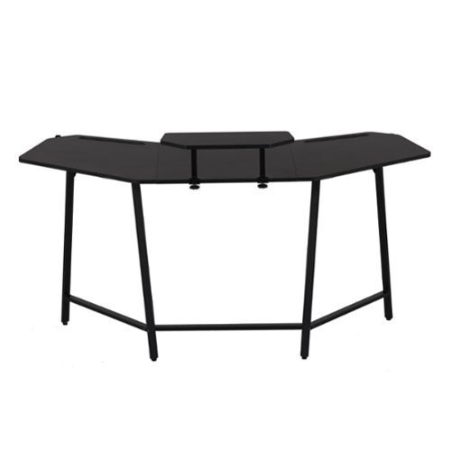 GTPlayer - 63" Gaming Desk with Shelf & Accessory Holders Computer Desk - Black
