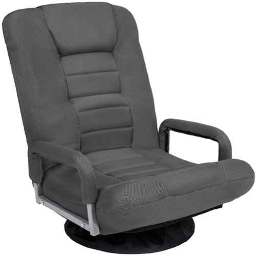 Best Choice Products - 360-Degree Swivel Gaming Floor Chair w/ Armrest Handles, Foldable Adjustable Backrest - Dark Gray-Front_Standard 