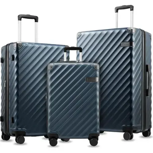 Front. LUGGEX - LUGGEX 20" 24" 28" 3-Piece Hardside Luggage Set, Expandable Suitcase with Spinner Wheels - LX-EX - Navy.