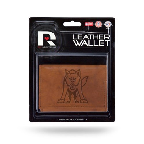 Rico Industries - University of South Dakota Coyotes Embossed Brown Leather Trifold Wallet - Multi-Front_Standard 