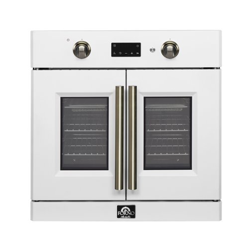 Forno Appliances - Asti 30" 3.68 Cu. Ft. Electric True Convection Single Wall Oven with French Doors - White