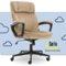 Serta - Hannah Upholstered Executive Office Chair with Headrest Pillow - Soft Plush - Beige-Front_Standard 