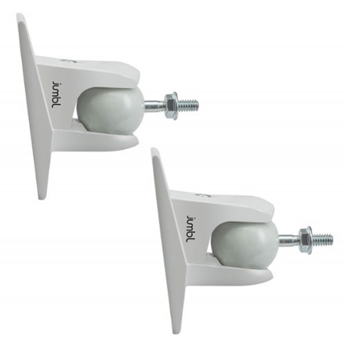 Jumbl - ProGrip Ultra Stainless Steel Adjustable Speaker Wall Mount Brackets (Pair of 2) - White-Front_Standard 