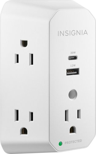 Insignia™ 5-Outlet / 1-USB-C / 1-USB Wall Tap 1,080 Joules Surge Protector - White WHERE TO BUY