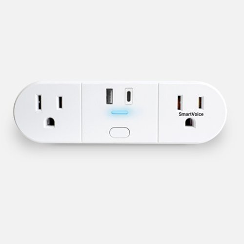 Emerson - SmartVoice 4-in-1 Dual Wall Plug, Offline 30+ Voice Commands, No APP, No WIFI, 2 AC Outlets, USB-A, USB-C, Timer - White-Front_Standard 