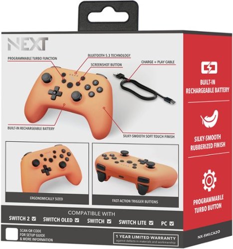 NEXT Wireless Rechargeable Pro Controller for Switch 2 & Switch - Ember BUY ONLINE