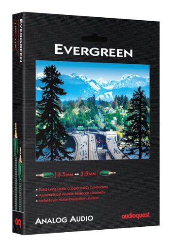 AudioQuest Evergreen 3.5mm Mini M > M 4.9' Analog  Audio Interconnect Cable - Green on Black WORLDWIDE DELIVERY