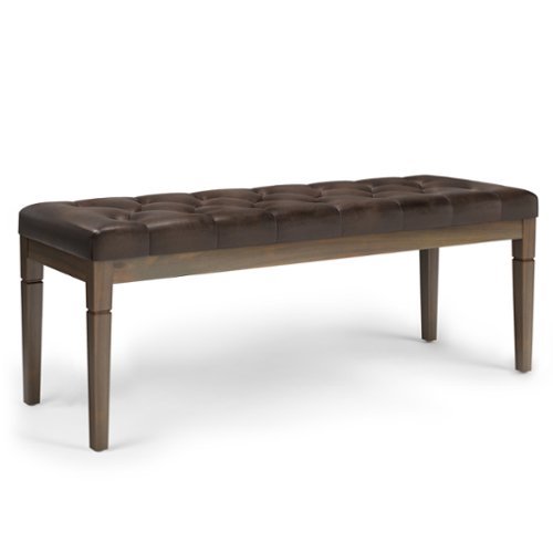 Simpli Home - Waverly Tufted Ottoman Bench - Distressed Brown-Front_Standard 