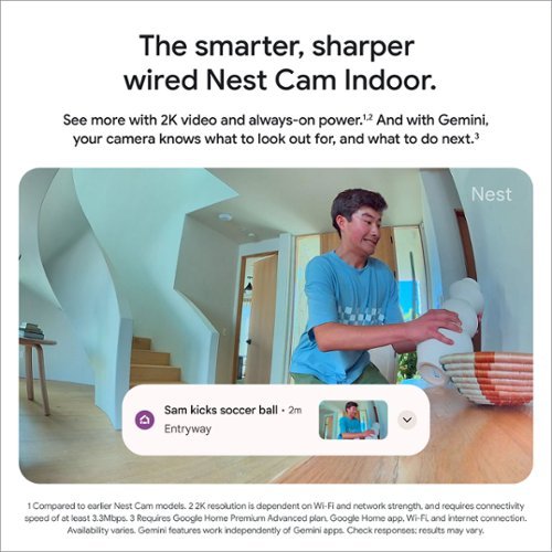 Google Nest Cam Indoor (wired, 3rd gen) - Latest Model - 2K Video and Gemini - Berry BUY IN MIDDLE EAST