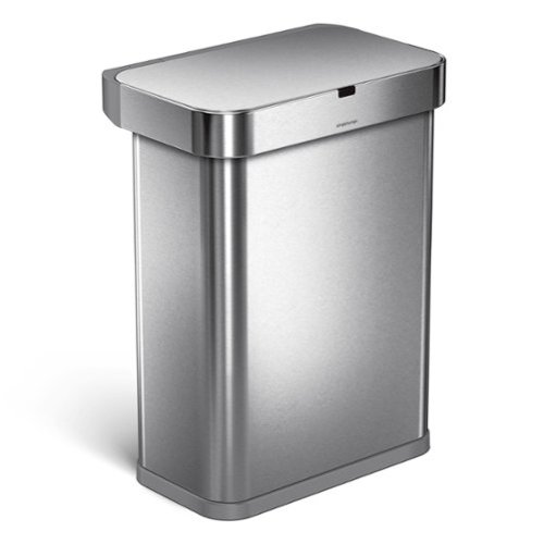 simplehuman - 58L rectangular sensor can with voice and motion control, stainless steel - Brushed-Front_Standard 