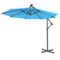 Costway - 10FT Cantilever Solar Powered 32LED Lighted Patio Offset Umbrella Outdoor - Turquoise-Front_Standard
