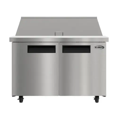 Front. Koolmore - 46 in. Commercial 2-Door Refrigerated Mega Salad and Sandwich Prep Table, 18 Pan Capacity and 14 Cu. Ft. of Storage - Stainless steel.