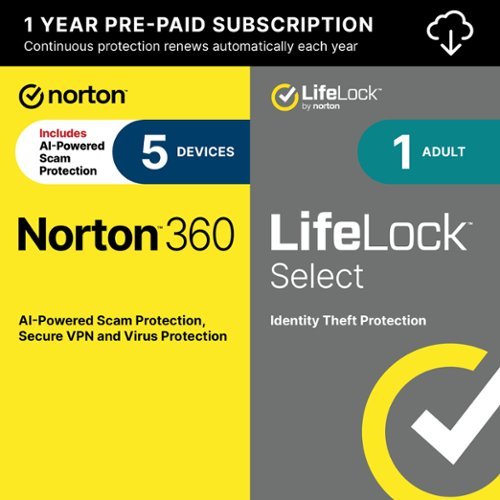 Norton - 360 Deluxe (5 Device) + LifeLock Select Antivirus Internet Security + Scam Protection + Identity Protection + VPN - Android, Apple iOS, Mac OS, Windows [Digital]