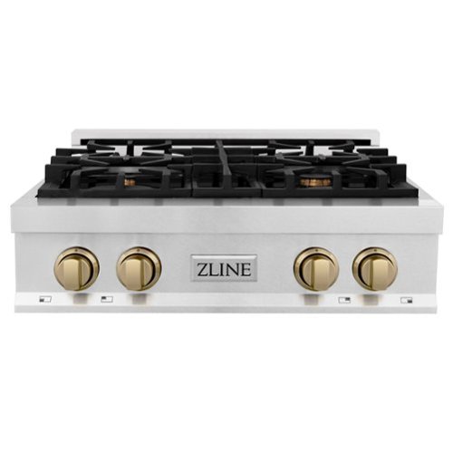 ZLINE - Autograph 30 in. Legacy Gas Rangetop with 4 Burners in Satin Steel with Bronze Accents - Satin Stainless Steel