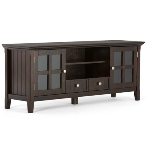 Simpli Home - Acadian SOLID WOOD 60 inch Wide Transitional TV Media Stand For TVs up to 65 inches - Brunette Brown-Front_Standard 