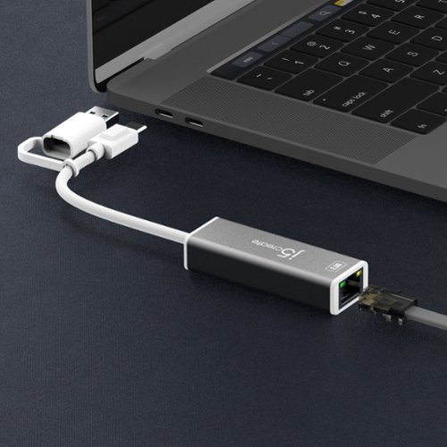 j5create USB-C to 2.5 Gigabit Ethernet Adapter, with 3.93 cable - Space Gray WORLDWIDE DELIVERY
