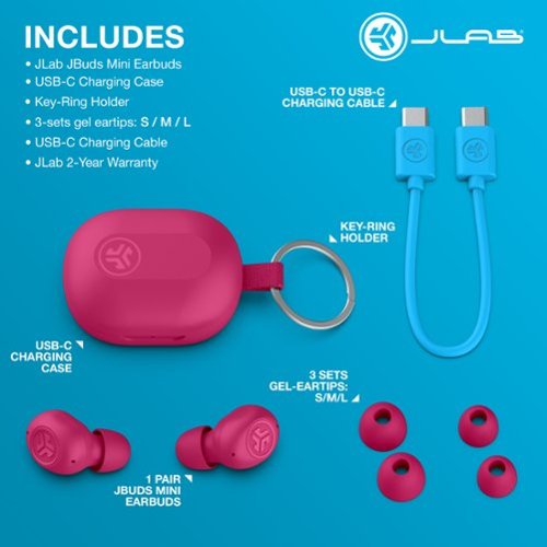 JLab JBuds Mini True Wireless Earbuds - Pink GLOBAL SHIPPING