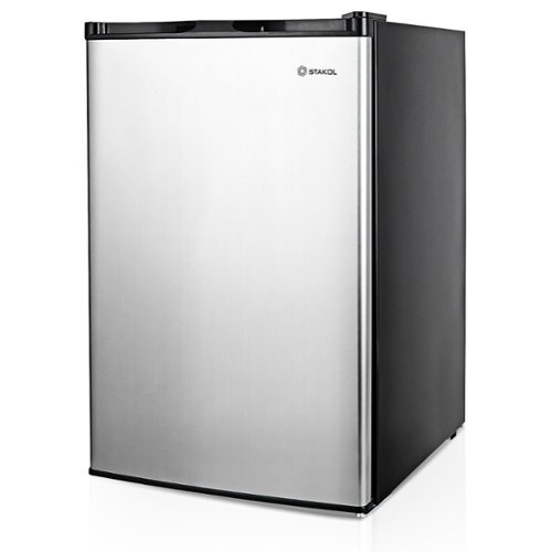Costway - STAKOL 3 cu.ft. Compact Upright Freezer w/Single Stainless Steel Door Removable Shelves - Silver