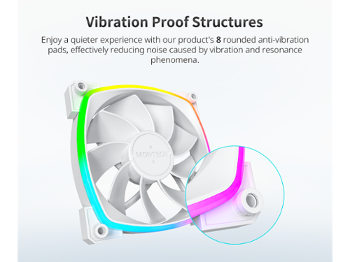 Montech RX 120MM PWM Reverse Fan Silent, High Speed, ARGB Lighting