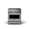 Viking - 30 in. Wide 4 Elements 5 Series 4.7 Cubic Foot Freestanding Electric Induction Range - Stainless with Brushed Brass Accents-Front_Standard