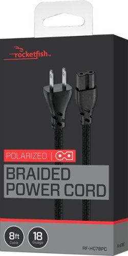 Rocketfish™ 8 ft. Polarized Braided Power Cord - Black BUY IN AUSTRALIA