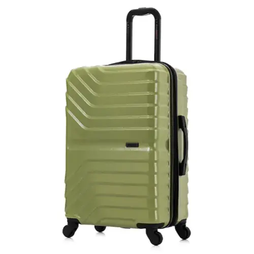 Front. InUSA - Aurum lightweight hardside spinner luggage 24" - GREEN.