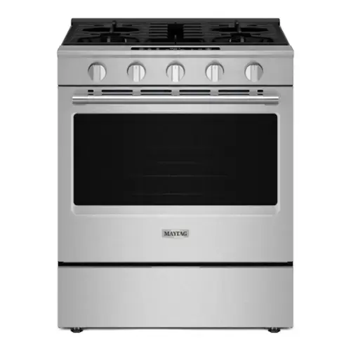 Front. Maytag - 5.0 Cu. Ft. Slide-In Gas Range with Grill Mode and No Preheat Air Fry - Fingerprint Resistant Stainless Steel.