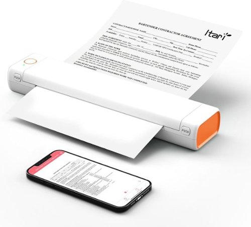 Phomemo - M08F Portable Wireless Printer for Travel and Home Bluetooth Printer - White and Orange-Front_Standard 