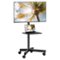 Perlesmith - Mobile Adjustable Height TV Cart with lockable Wheels for 23"–60" TVs, Tilt, Adjustable Height Shelf, Holds up to 88lbs - Black-Front_Standard