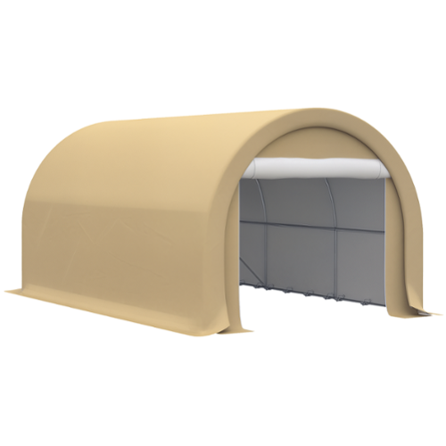Outsunny - 10' x 16' Carport, Heavy Duty Portable Garage Storage Tent with Large Zippered Door, Anti-UV PE Canopy Cover - Beige-Front_Standard 