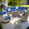 Ovios - 10 PCS Outdoor Patio Furniture Sectional Conversation Set with Swivel Chairs & Coffee Table - Navy Blue-Front_Standard