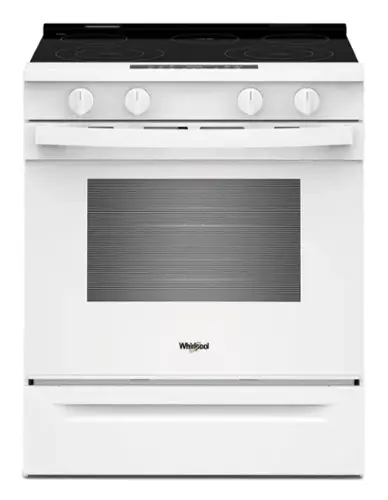 Front. Whirlpool - 30 in. Wide 5 element 5.3 cu. ft. Slide-In Electric Range with No Preheat and Slow Cook Modes - White.