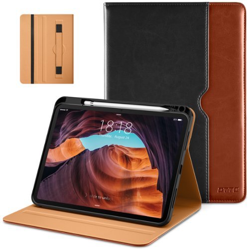 DTTO - Case for iPad 11th Gen 11" 2025 (A16) & 10th Gen 10.9" 2022, Leather Folio Cover with Pencil Holder & Auto Wake/Sleep - Black Brown-Front_Standard 