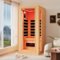 U-HOMY - 1-Person Hemlock Infrared Sauna with Red Light Therapy, Tempered Glass Door & Bluetooth - Wood-Front_Standard