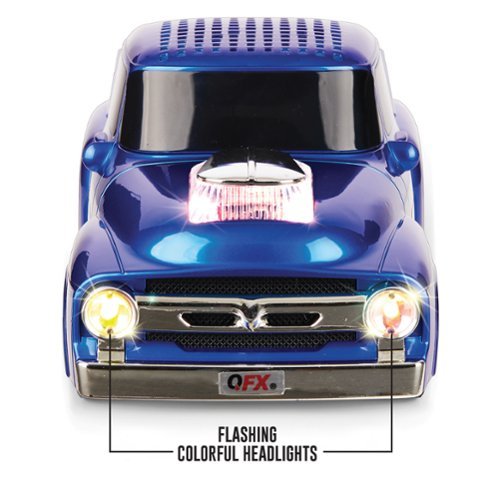 QFX Retro Truck Portable Bluetooth Speaker with Bass Radiator and LED Lights - Blue WORLDWIDE DELIVERY