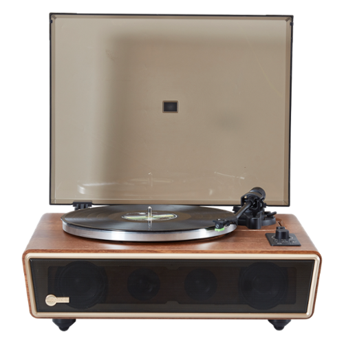Arkrocket - Huygens Bluetooth Turntable with Built-in Speakers - Walnut-Front_Standard 