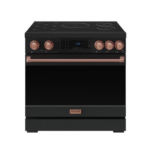 Gordon Ramsay Series by Thor Kitchen 6.0 Cu. Ft Freestanding Induction Range with Rose Gold Hardware - Matte Black