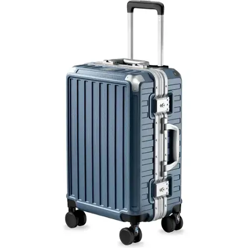 Front. LUGGEX - LUGGEX Carry On Aluminum Frame Zipperless Polycarbonate Hardside Luggage - ZX-Core - Blue.